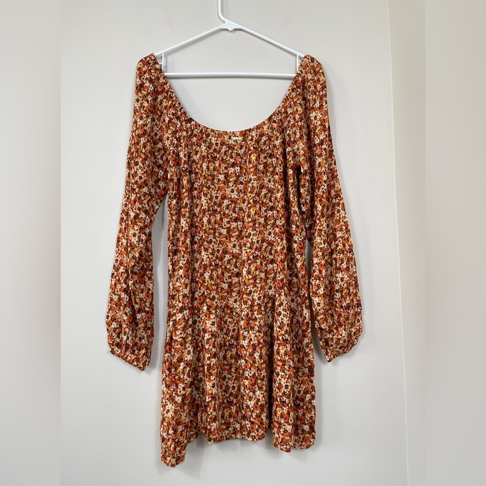Billabong Floral Fit Long Sleeve Mini Dress Beach Tropical Size SP NWOT - Picture 6 of 13